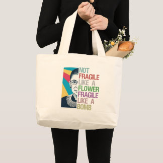 Bolsa Tote Grande Não é frágil como uma flor frágil como uma bomba