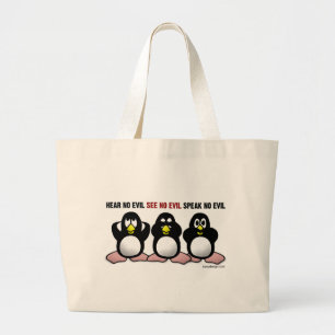 Bolsa Tote Grande Não ouça nenhum pinguim mau