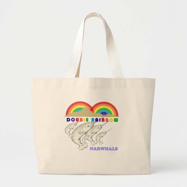 Bolsa Tote Grande narvais arco-íris duplo (Frente)