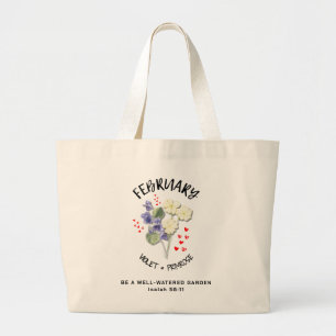 Bolsa Tote Grande Nascimento Mês Flor, FEVEREIRO, Christian