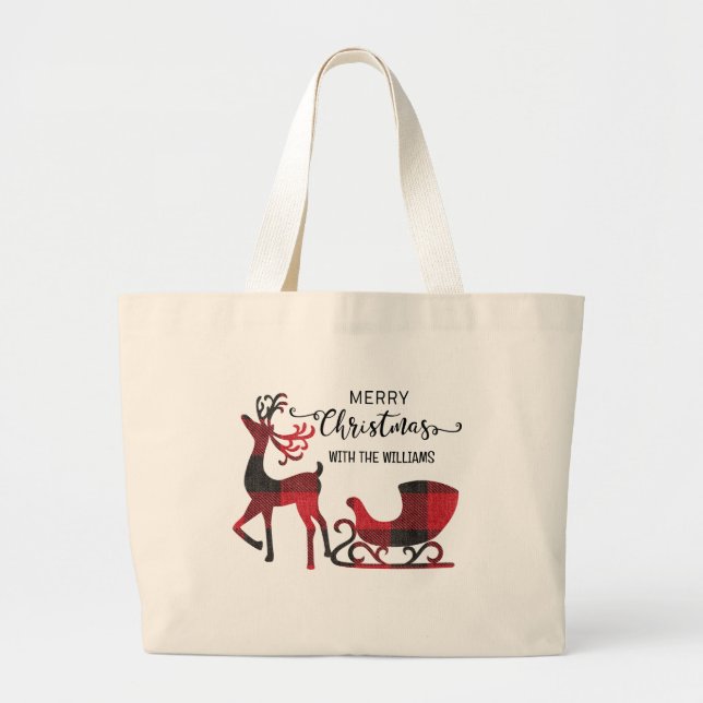 Bolsa Tote Grande Natal da Família Correspondente | Moderno Personal (Frente)