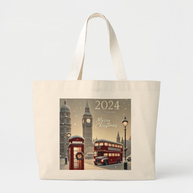 Bolsa Tote Grande Natal em Londres | Big Ben & Festive London (Frente)