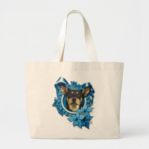 Bolsa Tote Grande Natal - floco de neve azul - Kelpie australiano