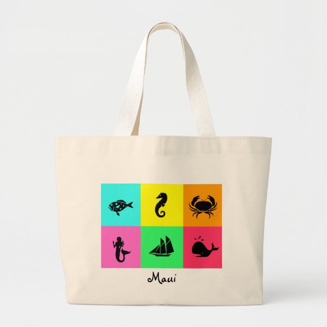 Bolsa Tote Grande Nation_Maui_multi-cor do namedrop, multi-ícone (Frente)
