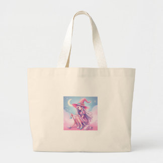 Bolsa Tote Grande Naughty Looking Witch in Soft Pastel Colors