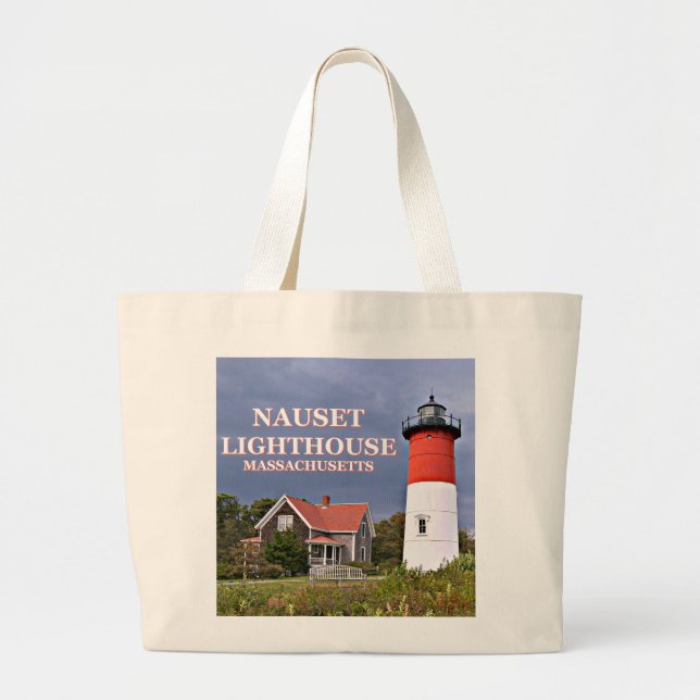 Bolsa Tote Grande Nauset Lighthouse, Cabo Massachusetts Tote Bag (Frente)