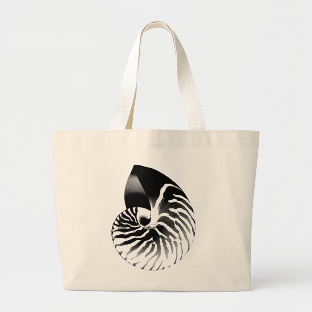 Bolsa Tote Grande Nautilus shell - preto, cinza e branco (Frente)