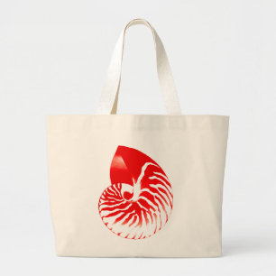Bolsa Tote Grande Nautilus shell - vermelho escuro e branco