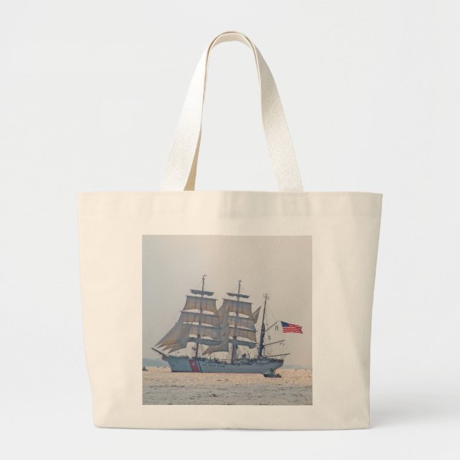Bolsa Tote Grande Navio alto, navio Clipper, Vela, Guarda costeira d (Frente)