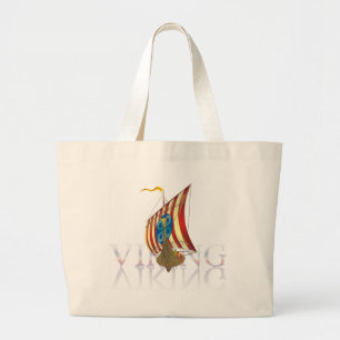 Bolsa Tote Grande Navio de Viking que reflete na água misteriosa