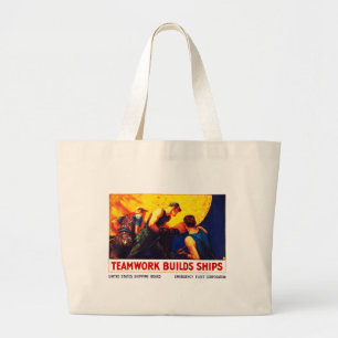 Bolsa Tote Grande Navios das construções dos trabalhos em equipe