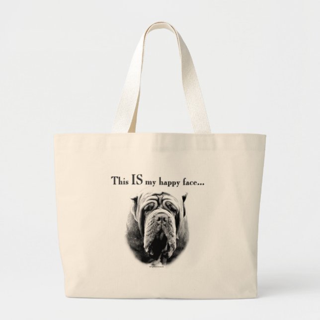 Bolsa Tote Grande Neapolitan Mastiff Face Feliz (Frente)