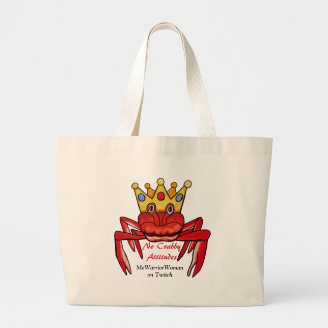 Bolsa Tote Grande Nenhuma atitude de Crabby, MmeWarriorWoman no Twit (Frente)