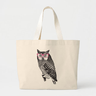Bolsa Tote Grande Nerd Bag de Canvas do Coruja Gráfico de Aves