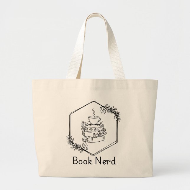 Bolsa Tote Grande Nerd de livro (Frente)
