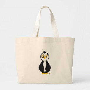 Bolsa Tote Grande Nerd De Pinguim Com Óculos