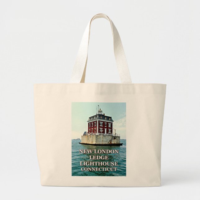 Bolsa Tote Grande New London Ledge Lighthouse, Tote Bag de Connectic (Frente)
