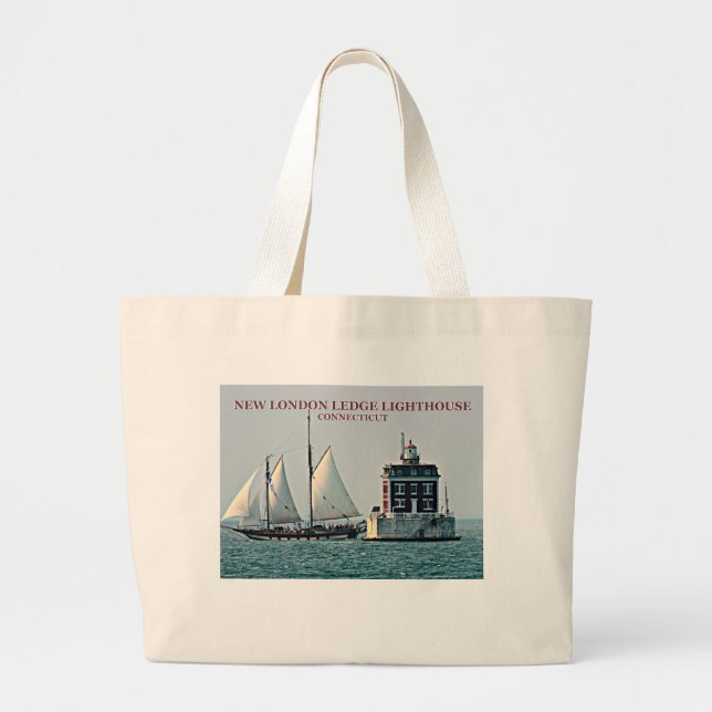 Bolsa Tote Grande New London Ledge Lighthouse, Tote Bag de Connectic (Frente)