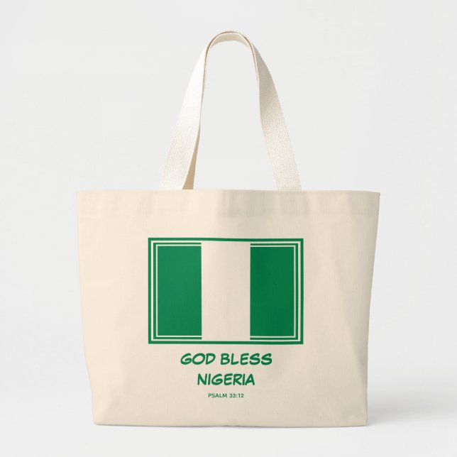 Bolsa Tote Grande NIGÉRIA DO deus abençoe |Patriótico | Bandeira Nai (Frente)