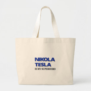 Bolsa Tote Grande Nikola Tesla É Minha Super-Herói