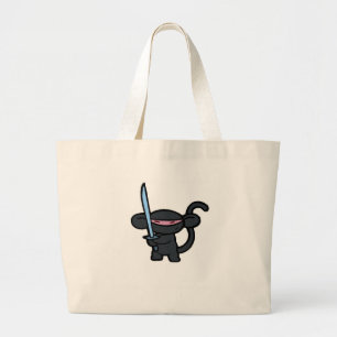 Bolsa Tote Grande Ninja preto com espada nenhumas palavras