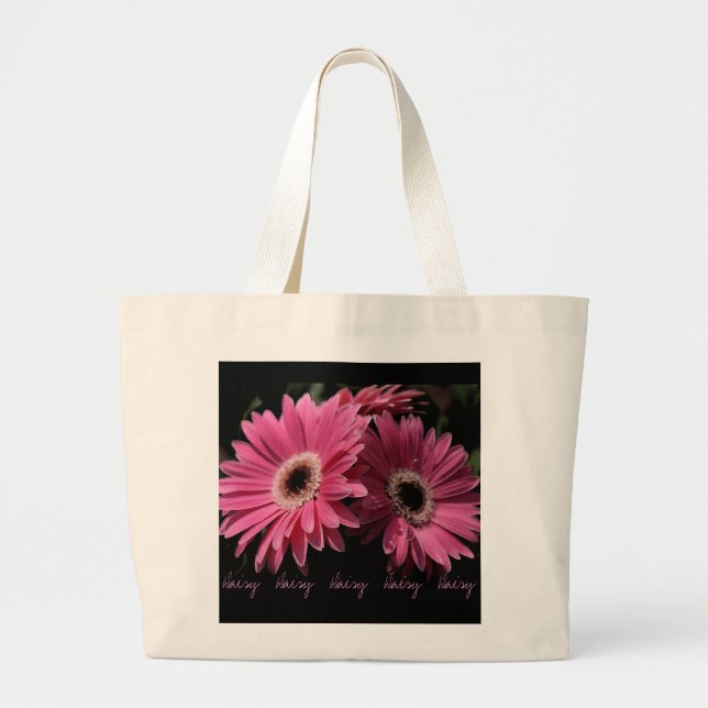 Bolsa Tote Grande No saco cor-de-rosa da margarida (Frente)