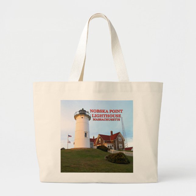 Bolsa Tote Grande Nobska Point Lighthouse, Massachusetts Tote Bag (Frente)