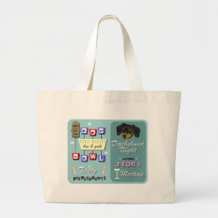 Bolsa Tote Grande Noite de rolamento de Tiki do Dachshund