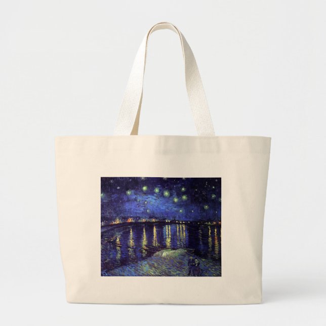 Bolsa Tote Grande noite estrelada sobre o rhone 1890 (Frente)