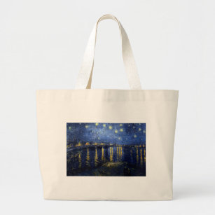 Bolsa Tote Grande Noite estrelado de Van Gogh sobre Rhone