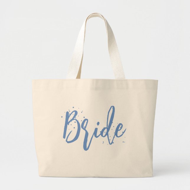 Bolsa Tote Grande Noiva Bonito Divertido Script Caligrafia Simples A (Frente)