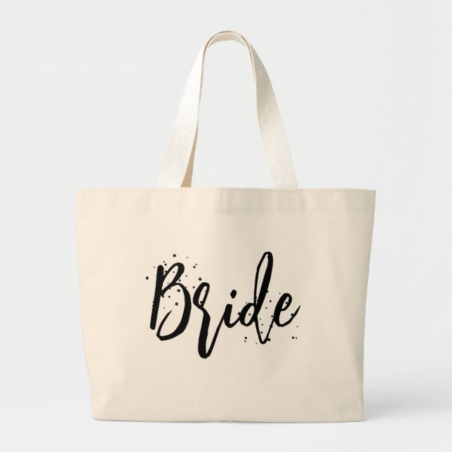 Bolsa Tote Grande Noiva Rosa Fofo Divertido Script Caligráfico Simpl (Frente)