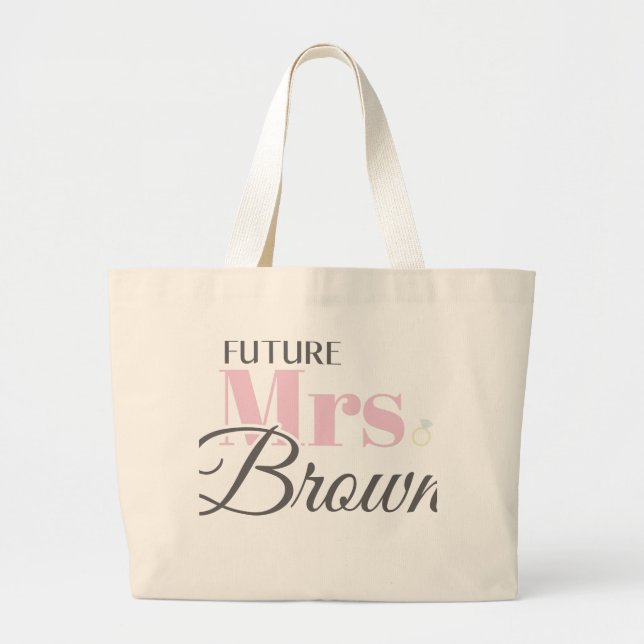 Bolsa Tote Grande Noivado futuro Sra. Brown Bachelorette (Frente)