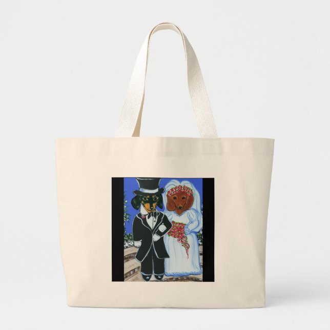 Bolsa Tote Grande Noivas Dachshunds (Frente)