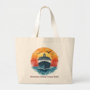 Bolsa Tote Grande Nome da Família do Pôr do Sol Cruzeiro de Férias N