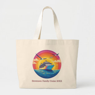Bolsa Tote Grande Nome da Família Pôr-do-Sol Cruzeiro de Férias Pres