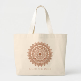 Bolsa Tote Grande Nome Personalizado Boho Terracotta Mandala