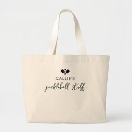 Bolsa Tote Grande Nome Personalizado do Jogador de Pickleball Person