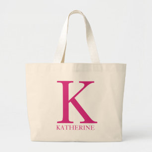 Bolsa Tote Grande Nome Personalizado Monograma Inicial