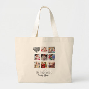 Bolsa Tote Grande NONNA 8 x Colagem de Fotografias Árvore Familiar