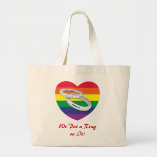 Bolsa Tote Grande Nós colocamos um anel no Gay Casamento