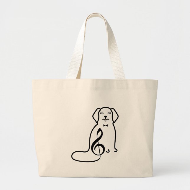 BOLSA TOTE GRANDE NOTA DE CACHORRO E MÚSICA (Frente)