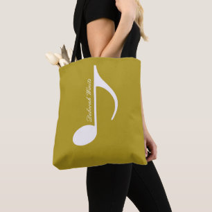Bolsa Tote Grande Nota Musical Personalizada sobre a Mostarda