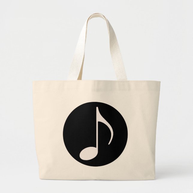 Bolsa Tote Grande nota musical ~ preta (Frente)