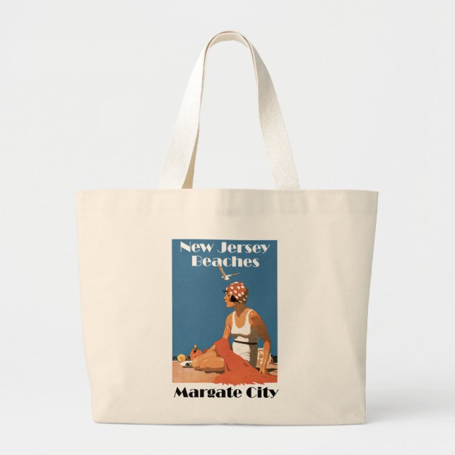 Bolsa Tote Grande Nova Jersey Beaches ~ Margate City (Frente)