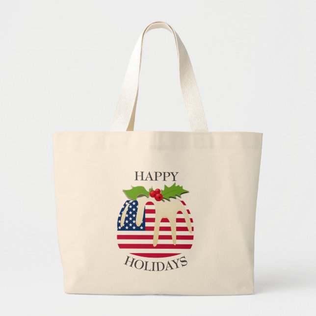 Bolsa Tote Grande Novidade | Pudim Festivo com | BANDEIRA AMERICANA (Frente)