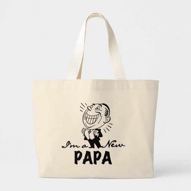 Bolsa Tote Grande Novo Papá Sorrindo Camisas e Presentes (Frente)