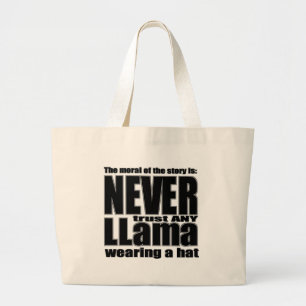 Bolsa Tote Grande Nunca confie um lama em um chapéu