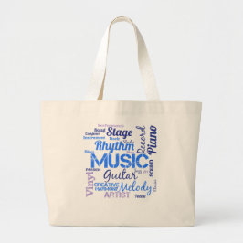 Bolsa Tote Grande Nuvem de Palavras Amante de Música Músico