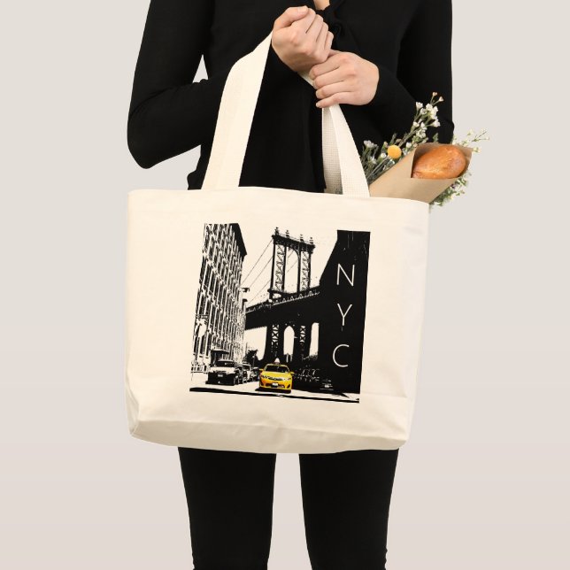 Bolsa Tote Grande Nyc Brooklyn Yellow Taxi Nyc Nova Iorque (Frente (produto))